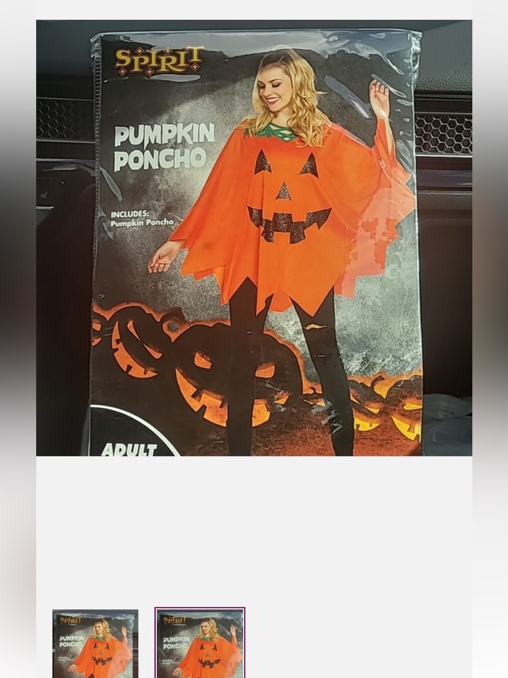Spirit Orange Pumpkin Poncho Costume with Black Jack-O'-Lantern Face